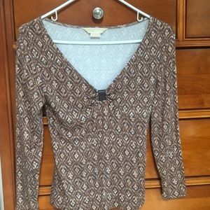 Michael kors brown pattern 3/4 sleeve shirt